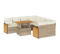 Eleganz Set di 9 divani da giardino in rattan PE e acciaio verniciato a polvere, beige - Mobili per esterni durevoli per giardino, terrazza o balcone
