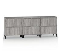 Eleganz Set di credenza Sonoma grigio 3 pezzi - Mobili da soggiorno in legno 60 x 35 x 70 cm - Moderno set di spazio per piccoli spazi