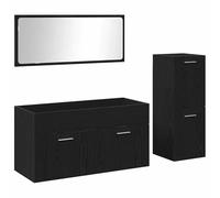 Eleganz Set di mobili da bagno 3 pezzi in MDF nero rovere - Moderno scaffale da bagno & armadio per riporre - Design elegante e qualità stabile