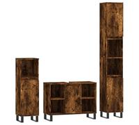 Eleganz Set di mobili da bagno in affumicatura e legno - Moderno set di mobili da bagno con raccordi in ferro - Elegante e salvaspazio per piccoli bagni