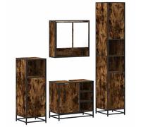 Eleganz Set di mobili da bagno in affumicatura e legno - Set moderno da bagno con accenti in metallo - salvaspazio e durevole per piccoli bagni