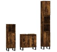 Eleganz Set di mobili da bagno in affumicatura e metallo, 3 pezzi