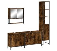 Eleganz Set di mobili da bagno in legno di affumicatura con acciaio verniciato a polvere e vetro, set da 4 pezzi