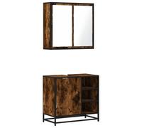 Eleganz Set di mobili da bagno in legno di affumicatura e legno - Moderno set di mobili da bagno con accenti metallici, salvaspazio e durevole
