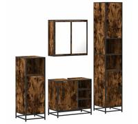 Eleganz Set di mobili da bagno in legno di affumicatura e legno - moderno set di mobili da bagno con accenti metallici, salvaspazio e durevole