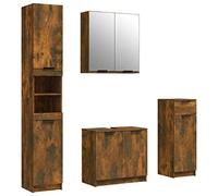 Eleganz Set di mobili da bagno in legno di affumicatura e vetro, set di mobili da bagno moderno per un ambiente elegante, durevole e facile da pulire