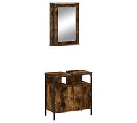 Eleganz Set di mobili da bagno in legno di affumicatura - Moderno set di mobili da bagno in legno resistente, salvaspazio ed elegante per piccoli bagni