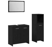 Eleganz Set di mobili da bagno in legno di rovere nero, set da 3 pezzi