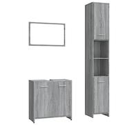 Eleganz Set di mobili da bagno Sonoma grigio in legno e acrilico - Set di mobili da bagno moderno per piccoli spazi, durevole e facile da pulire