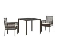 Eleganz Set di mobili da giardino in rattan sintetico, 3 pezzi, colore marrone, per terrazza e balcone, resistente alle intemperie e facile da pulire