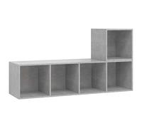 Eleganz Set di mobili per TV, grigio cemento, 2 pezzi, moderno materiale in legno per soggiorno e teatro, elegante per altoparlanti e media, salvaspazio e durevole