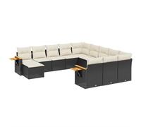 Eleganz Set divano da giardino in rattan PE con cuscino, nero, acciaio verniciato a polvere, durevole e resistente alle intemperie, perfetto per terrazza e giardino
