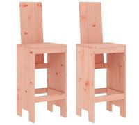 Eleganz Sgabello da bar 2 pezzi in legno di Douglas massiccio, non trattato, durevole ed ecologico, perfetto per giardino, terrazza o balcone, look naturale per atmosfera rustica