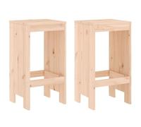 Eleganz Sgabello da bar, 2 pezzi, in legno di pino massiccio, non trattato, perfetto per giardino, terrazza o balcone, naturale e durevole