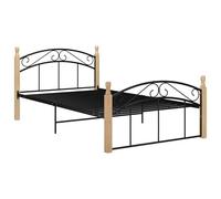 Eleganz Struttura letto 120 x 200 cm, colore nero, design moderno in metallo e rovere massello per camera da letto, durevole ed elegante