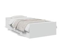 Eleganz Struttura letto con cassetti bianco 75 x 190 cm - Moderno letto a molle in legno per maggiore spazio - ideale per piccoli spazi e camere da letto