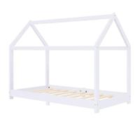 Eleganz Struttura letto per bambini in legno massello di pino bianco, 70 x 140 cm, robusta culla con doghe in compensato per un sonno sano e sicuro
