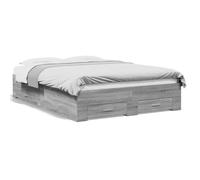 Eleganz Struttura per letto con cassetti Sonoma grigio 140 x 190 cm - Moderno letto in legno con spazio per piccoli spazi - Durevole e elegante