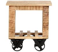 Eleganz Tavolino con ruote 40 x 40 x 42 cm in legno di mango grezzo - Tavolo da soggiorno arrotolabile per piccoli spazi, naturale e durevole