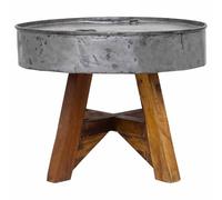 Eleganz Tavolino da caffè in legno riciclato misto 60 x 45 cm - sostenibile e durevole per soggiorno e giardino - Con zinco e trattamento superficiale trasparente