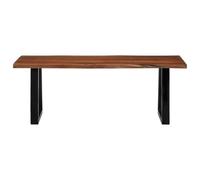 Eleganz Tavolino da salotto in legno di acacia massiccio, 110 x 55 x 40 cm, durevole ed elegante, per soggiorno, sala da pranzo o terrazza, ferro verniciato a polvere per modernità