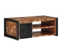 Eleganz Tavolino da salotto in legno massello e ferro, 90 x 50 x 36 cm, rustico, per ambienti accoglienti, durevole ed ecologico