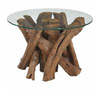 Eleganz Tavolino da salotto in legno massello teak e vetro temperato, moderno per un ambiente elegante, robusto e durevole