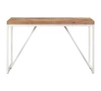 Eleganz Tavolo da pranzo 120 x 60 x 76 cm in legno massello di acacia e mango con finitura naturale, verniciatura a polvere bianca, durevole ed elegante per soggiorno e cucina