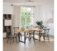 Eleganz Tavolo da pranzo in legno massello, 220 x 100 cm, ovale, design naturale, ideale per soggiorno o cucina, finemente levigato e laccato chiaro