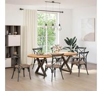 Eleganz Tavolo da pranzo in rovere massiccio, ovale, 220 x 100 cm, finemente levigato e laccato chiaro, perfetto per soggiorno e sala da pranzo, durevole ed elegante