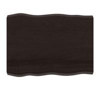 Eleganz Tavolo in legno di quercia massiccio, 80 x 60 cm, con superficie scura, bordo dell'albero, durevole ed ecologico, perfetto per soggiorno, cucina o ufficio