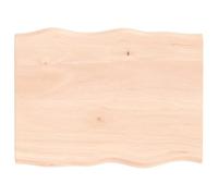 Eleganz Tavolo in legno di quercia massiccio, 80 x 60 x 2 cm, non trattato con bordo dell'albero, naturale e durevole, per cucina, soggiorno o ufficio