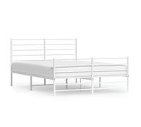 Eleganz Telaio letto 140 x 190 cm bianco in metallo con testiera e pediera - Letto elegante e stabile per camera da letto - Design moderno per un sonno riposante