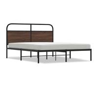 Eleganz Telaio letto 150 x 200 cm, effetto rovere marrone, telaio in legno massello con testiera per camera da letto, durevole e stabile, design moderno per un sonno riposante