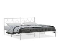 Eleganz Telaio letto 200 x 200 cm bianco con testiera - Moderno letto in metallo per camera da letto grande - Stabile e durevole - Design salvaspazio per un sonno riposante