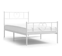 Eleganz Telaio letto in metallo bianco 80 x 200 cm con testiera e pediera. Telaio moderno per camera da letto, design stabile per un sonno riposante
