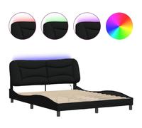 Eleganz Telaio per letto "Hvar", 160 x 200 cm, nero con illuminazione, moderno letto in tessuto per camera da letto, robusto ed elegante, ideale per gli amanti del comfort