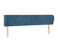 Eleganz Testiera con orecchie - Blu scuro 203 x 23 x 78/88 cm velluto - Testiera di lusso per letto con orecchie, morbido tessuto di velluto, perfetta per camera da letto, design moderno