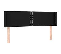 Eleganz Testiera con orecchie di colore nero, 147 x 16 x 78/88 cm, moderna testiera in tessuto per letti, design di lusso, confortevole poggiatesta per un sonno riposante