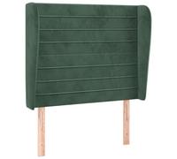 Eleganz Testiera con orecchie verde scuro, 93 x 23 x 118/128 cm, in velluto - Testiera di lusso per camera da letto, morbido tessuto velluto, accessori moderni per un ambiente elegante