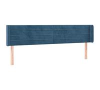 Eleganz Testiera per letto con orecchie in blu scuro, 203 x 16 x 78/88 cm, rivestimento in velluto per camera da letto moderna, comfort e stile per un sonno riposante