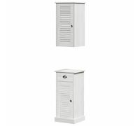 Eleganz VIGO Set di mobili da bagno in vero legno di pino, 2 pezzi, mobili da bagno in legno massello marrone e bianco, 37 x 34 x 80 cm, elegante e durevole per il bagno moderno