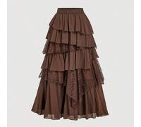 Eleganza boho-western: Gonna lunga in chiffon e pizzo fluida anni '70 in albicocca - il tuo compagno senza sforzo per i picnic dell'ora d'oro e le avventure bohémien L,M,S,XL,XS,XXL,XXS,XXXL,XXXXLColo