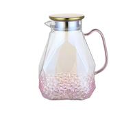 Eleganza Brocca for acqua in vetro rosa da 1600 ml con coperchio, grande capacità, caraffa for acqua domestica, bollitore resistente al calore for acqua calda/fredda per tè ghiacciato