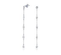 Eleganza Classica Minimalista Orecchini Pendenti Lineari Lunghi e Sottili con 5 Stazioni di Zirconi Cubici CZ per Donna in Argento Sterling .925
