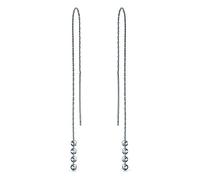 Eleganza geometrica minimalista lunga catena sottile semplice quattro perline orecchini a sfera per le donne adolescenti .925 Sterling Silver