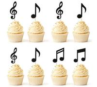 Elegaperma 48 decorazioni per torte a forma di note musicali | Decorazione per cupcake con simbolo musicale, decorazione per cupcake, torte, pause tè, feste musicali