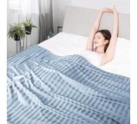 Elegear Coperta di Estiva Rinfrescante, Giapponese Arc-Chill 3.0 Q-Max>0.5 Cooling Blanket in Fibra Fresca per Letto Divano Viaggio Traspirante Leggero Doppia Faccia Coperta 200x220cm, Blu Righe