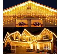 Elegear Tenda Luminosa Esterno 4x0.6M, Luci Natale Cascata 8 Modalità Led IP44 Impermeabile Catena Luminosa Bianco Caldo Filo Luci Per Festa, Giardino, Matrimonio