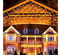 Elegear Tenda Luminosa Natale Esterno 20m 800LEDs, Luci Natale Esterno Cascata 8 Modalità con Memoria Impermeabile IP44 Tenda Luci Espandibile per Natalizie Finestra Balcone Patio Feste, Bianco caldo